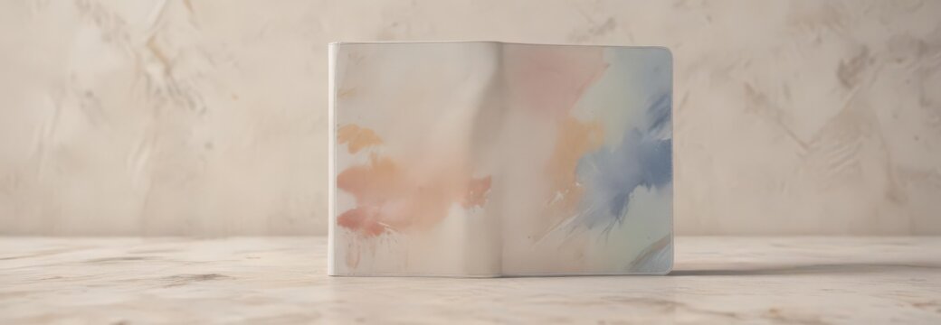 Simple modern bifold, subtle watercolor wash background,  order of service,  death,  minimalist