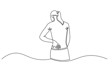 Continuous one line drawing of Beautiful woman with her back. Single line drawing illustration of Naked back of a woman body. Woman beauty wellness concept vector art. Doodle line illustration.