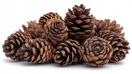 Pine Cones Isolated on White Background - Natural Decorative Elements
