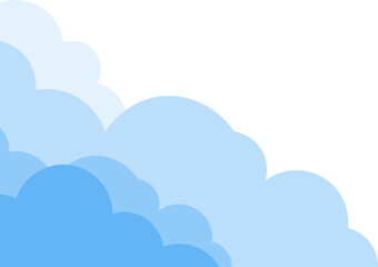 Cloud border frame. Blue sky with white clouds background. Cartoon flat style design. Vector illustration