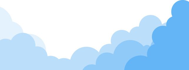 Cloud border frame. Blue sky with white clouds background. Cartoon flat style design. Vector illustration