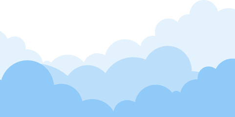 Cloud border frame. Blue sky with white clouds background. Cartoon flat style design. Vector illustration