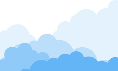 Cloud border frame. Blue sky with white clouds background. Cartoon flat style design. Vector illustration