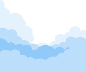 Cloud border frame. Blue sky with white clouds background. Cartoon flat style design. Vector illustration