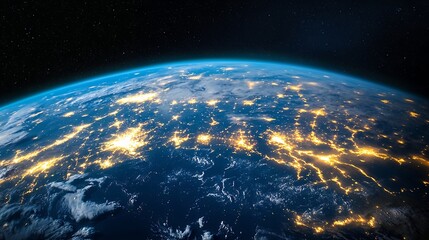 Obraz premium Earth at Night with City Lights Visible