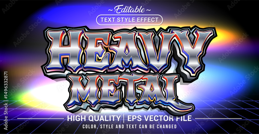 Poster editable text style effect - heavy metal text style theme. vector text style illustration template.