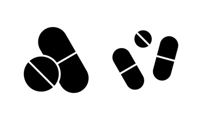 Pills icon logo design. capsule icon. Drug sign and symbol