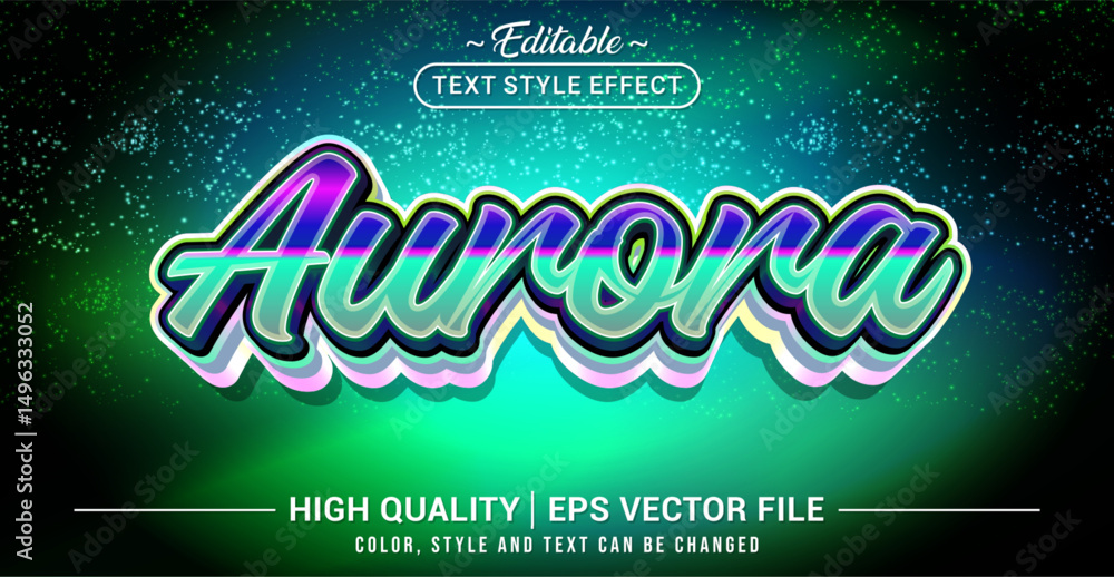 Aufkleber Editable text style effect - Aurora text style theme. Vector text style illustration template.