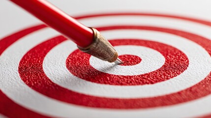 Precise Red Target with Arrow Hitting Goal on White Background