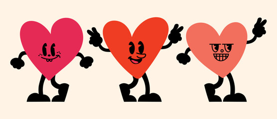 Flat cartoon logo templates with heart accents, happy characters, and graphic elements — made for stylish branding, packaging and visual identity.