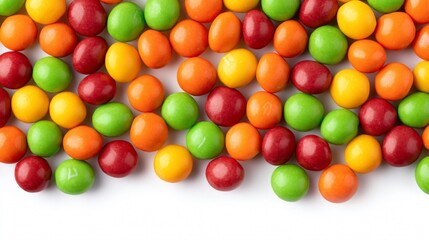 Colorful Skittles Candy on White Background for Vibrant and Sweet Visuals