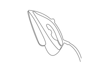 Continuous one line drawing of Electric Clothes Iron. Single line drawing illustration of Steam iron. Elctricity concept vector art. Doodle line illustration.
