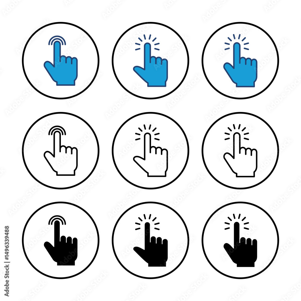 Poster hand click icon vector. pointer icon vector. hand cursor icon vector