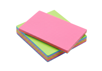 Stack of Rectangular Multicolored Paper Sheets with Pink and Green Dominance