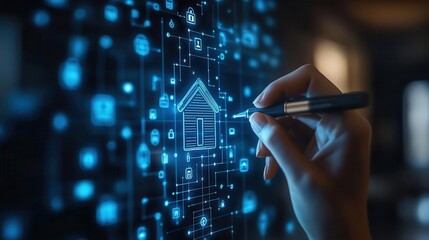 Fototapeta premium Engineers testing IoT security protocols in a smart home, Security, Protected and connected