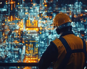 Engineers working on smart energysaving technologies for buildings, Efficiency, Connected and innovative