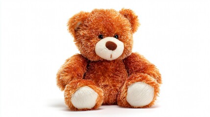 Cute Plush Bear Toy on White Background for Product Displays and Cards