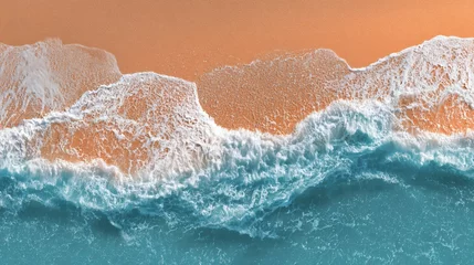 Fototapete Soothing Waves on Sunlit Beach - Summer Holiday Aerial View © DeLyn