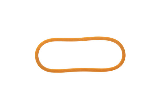 Stretched Amber Rubber Band Forming an Oblong Shape