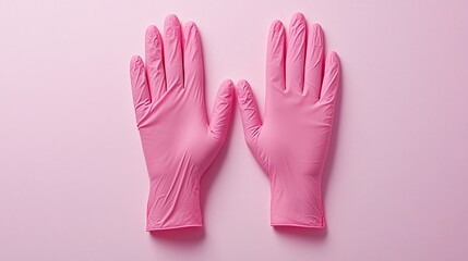 Pair of pink nitrile gloves