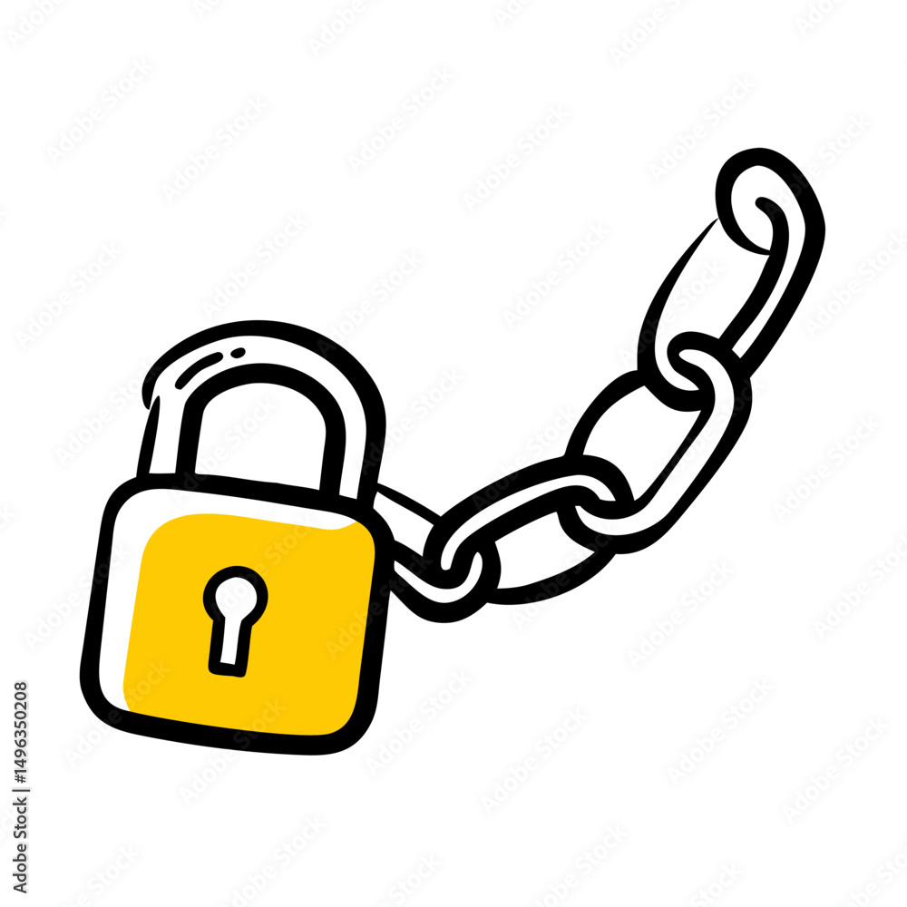 Poster abstract illustration of a shield with a padlock and connected nodes, representing cybersecurity and