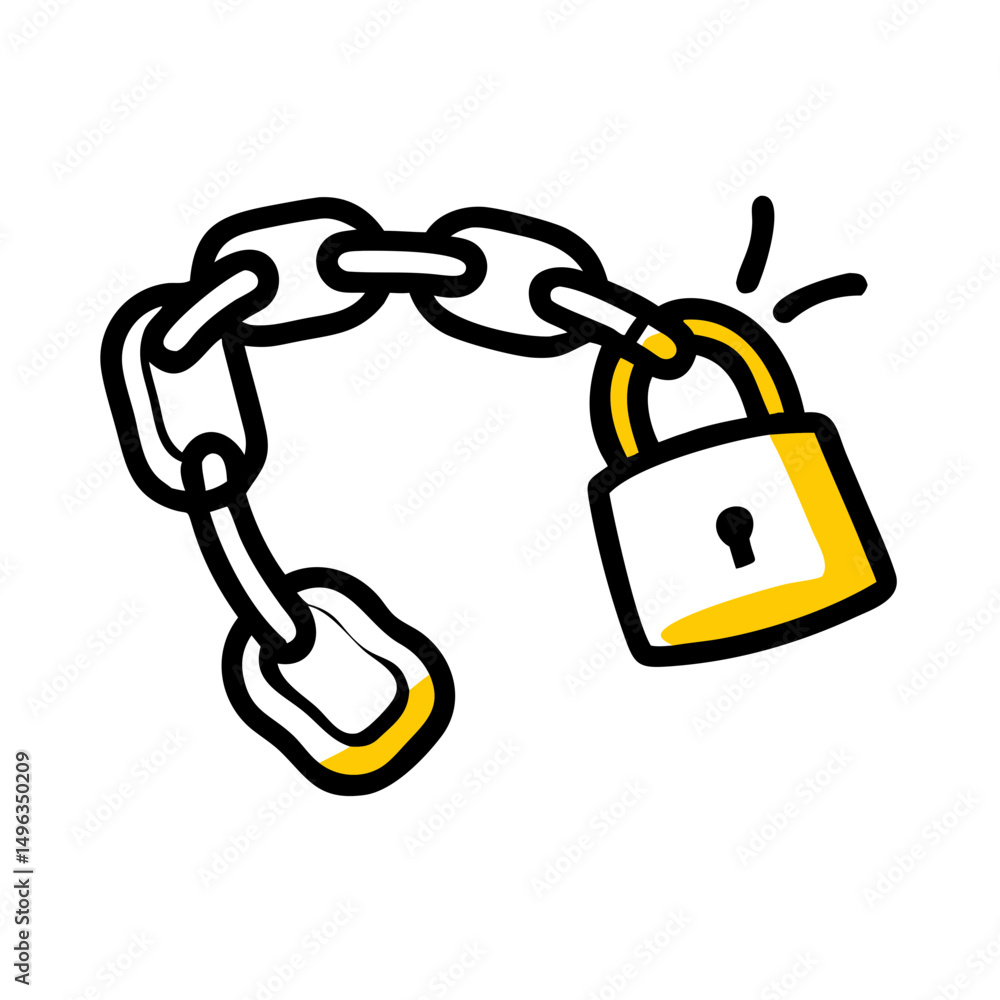 Poster abstract illustration of a shield with a padlock and connected nodes, representing cybersecurity and