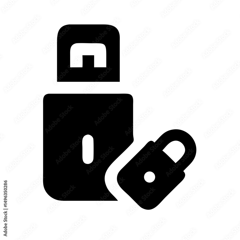 Poster usb drive with a padlock, symbolizing secure data storage. websites/blogs can use this for topics on