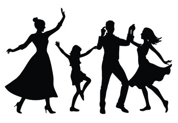 Obraz premium Family person and people dancing silhouettes icon vector illustration.