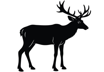 Fototapeta premium Silhouettes elk vector, reindeer silhouette illustration.