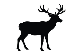 Silhouettes elk vector, reindeer silhouette illustration.
