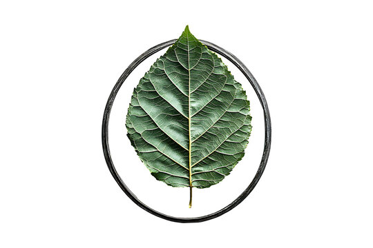 Mirror Enveloped in Handmade Chinar Leaf isolated on transparent background
