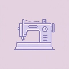 Fototapeta premium Minimalist illustration of a sewing machine on a light purple background.