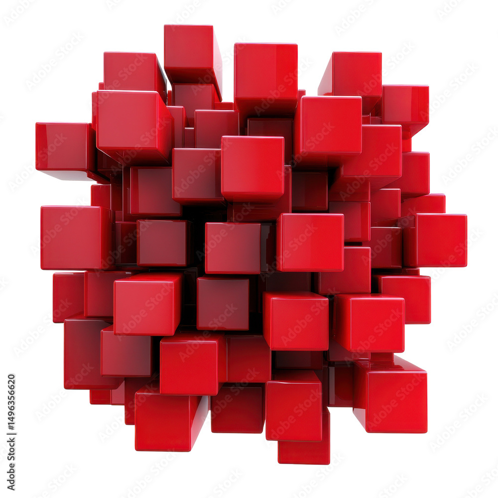 Poster red cubes background abstract design geometric blocks wallpaper texture render illustration element 