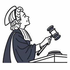 Professional judge with gavel illustration, transparent background
