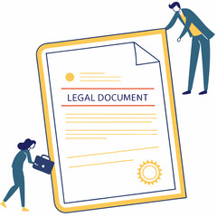 Businesspeople reviewing important legal document contract