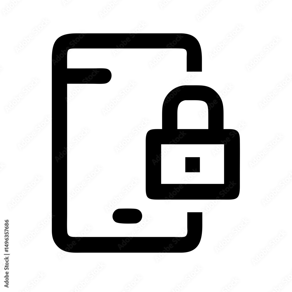 Poster a line drawing of a smartphone with a pattern lock and a padlock. use for mobile security, phone pri