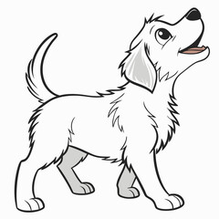 Adorable white puppy looking upwards cartoon illustration