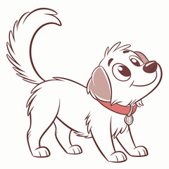 Adorable white puppy cartoon illustration transparent background