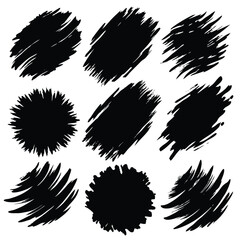 Ink stencil brush strokes and grunge lines with paint splashes drawn in a rectangular shaped composition for text, callouts. Brush strokes in dirty style with drops blots. Grunge banners. Vector set