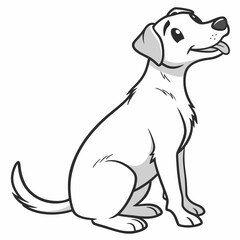 Adorable cartoon dog sitting, isolated, transparent background