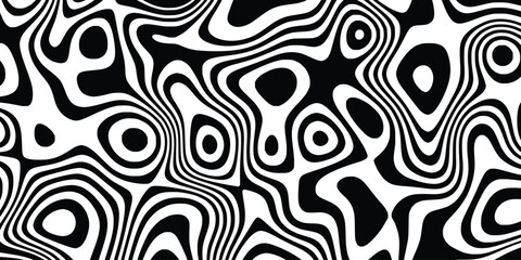 Black wavy lines and shapes, abstract vector background, creative pattern