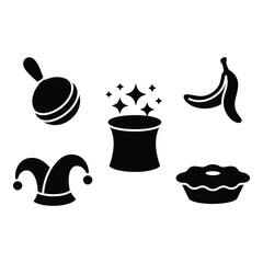 Magic Tricks with Food and Accessories Icons