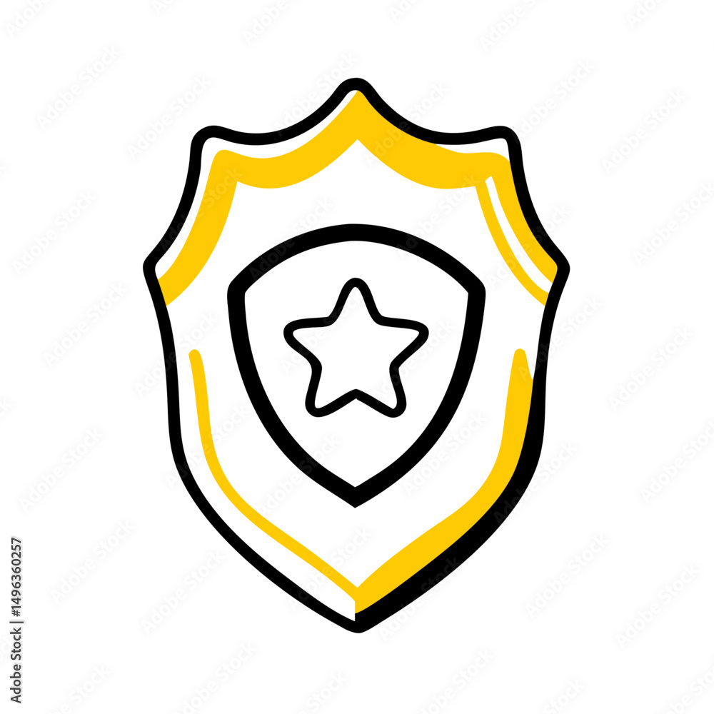 Aufkleber a doodle-style icon of a shield with a smaller shield inside containing a star. could be used for se
