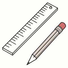 Ruler and pencil drawing back to school supplies
