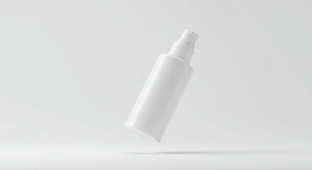 White plastic spray bottle floating against a white background, casting a soft shadow.