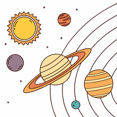 Cute cartoon solar system planets sun stars © MD MOGAMMEL HAQUE 