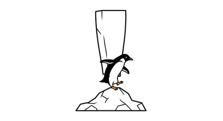 Fototapeta premium Penguin on Iceberg Illustration