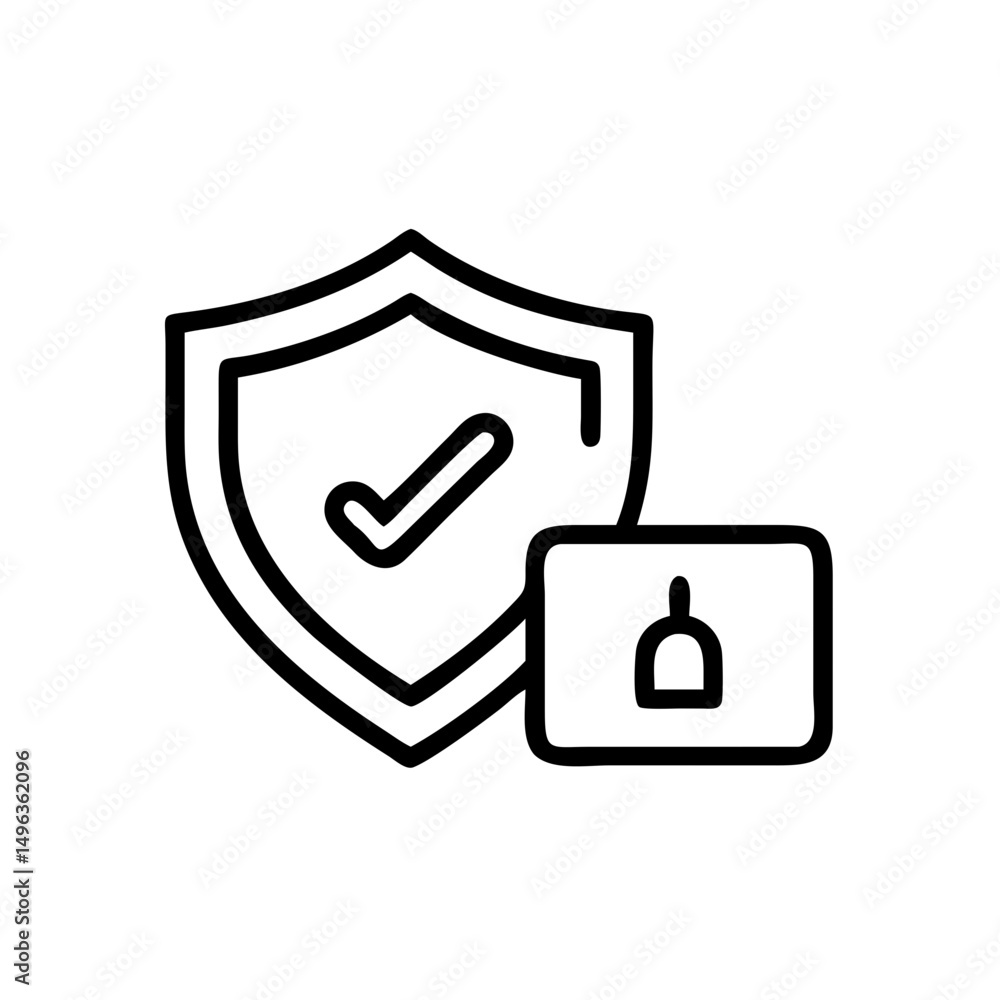 Aufkleber this image shows a shield with a checkmark and a padlock icon, suitable for websites/blogs discussin