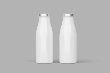 Yogurt Bottle and Box Mockup. 3D Render