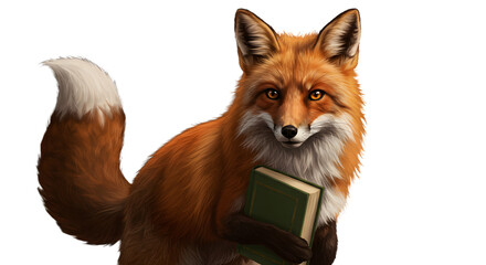 Obraz premium Intelligent Fox Illustration with Book